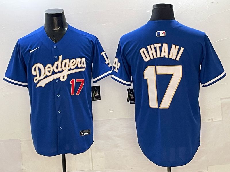 Men 2025 Nike Los Angeles Dodgers #17 Ohtani Blue gold Game MLB Jersey 03->los angeles dodgers->MLB Jersey